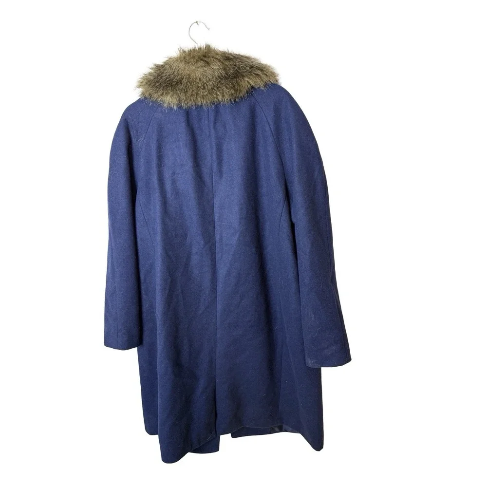 Lane Bryant womens‎ 18-20 blue trench coat faux fur collar